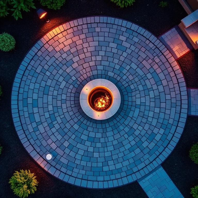 Circular firepit patio